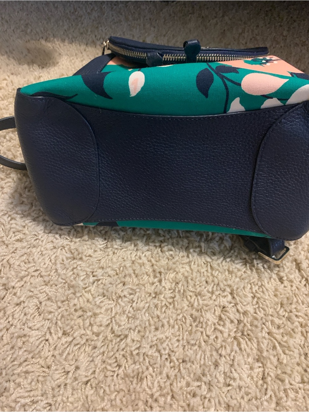 Kate Spade floral leather backpack in navy, teal & peach - Picture 5 of 7